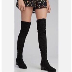 Steve Madden Gabriana Over the Knee boots block heel Black faux suede Size 6